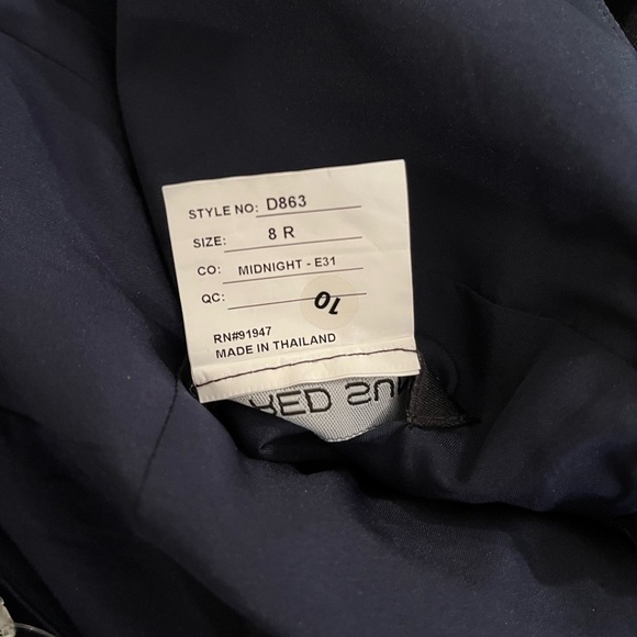 ALFRED SUNG Satin Trumpet Evening Gown in Midnight Blue - Picture 4 of 7